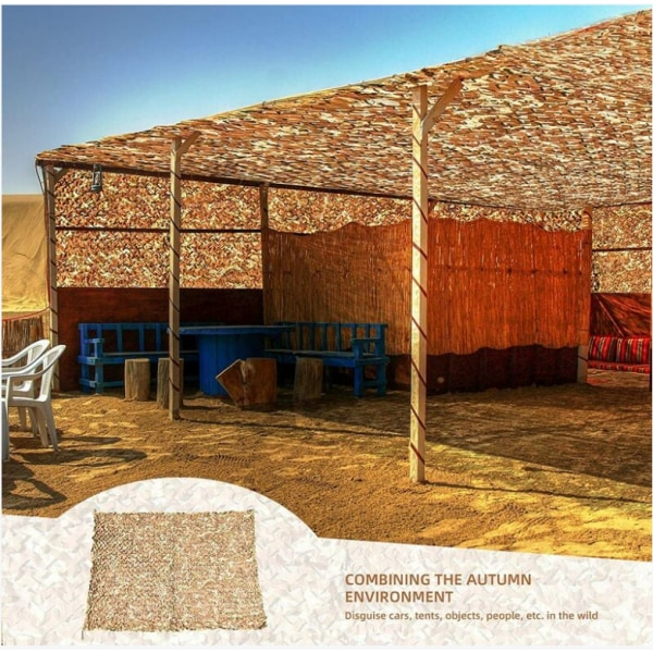 Rektangulær skyggemarkise i farverigt mesh, camouflage design, 3x6 m