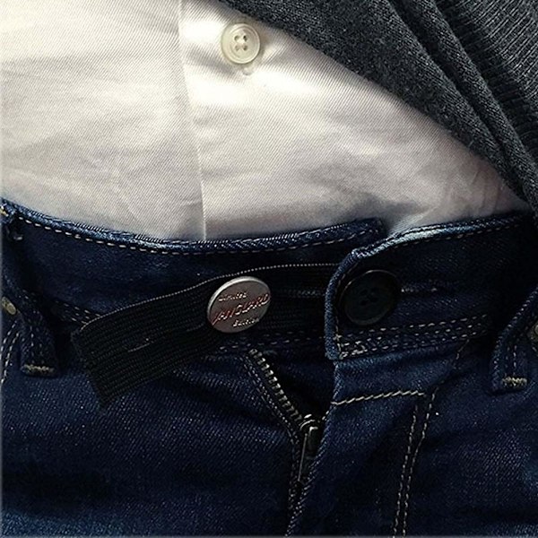 5 st Justerbara Elastiska Knappförlängare Midjeförlängare Midjeband för Jeans Byxor - Svart