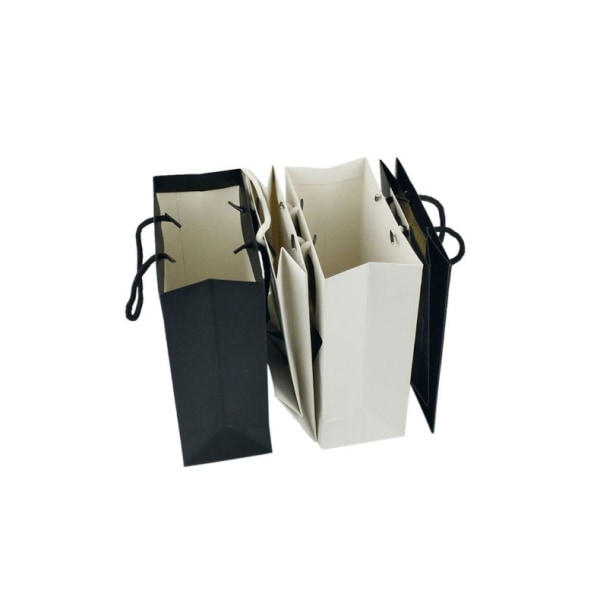 5 stk. sorte tote-tasker, hvide papirsposer, gavepapirpose