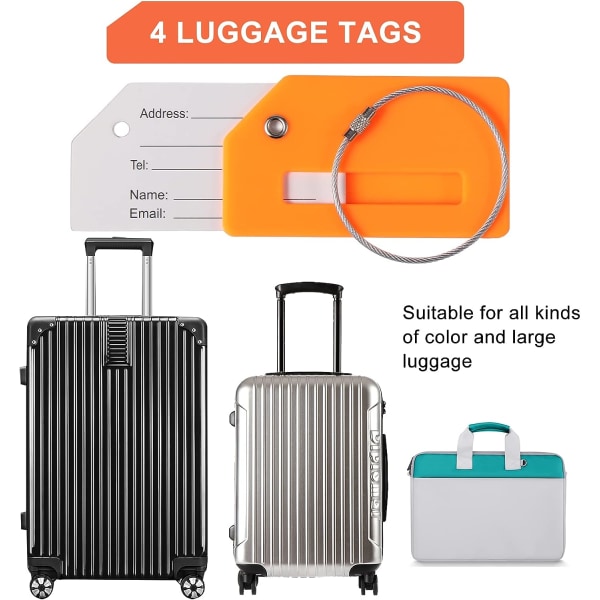 4 justerbara bagageremmar med spännen, resväskrem, 4 lugga