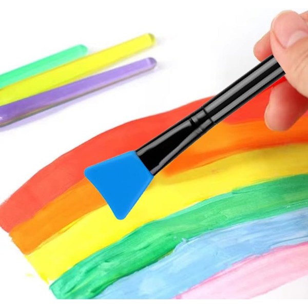 16 kpl Silikonisia Taikasiveltimiä, Uudelleenkäytettäviä Silikonisia Epoksihartsisiveltimiä DIY-maalaamiseen, Sekoittamiseen ja Levitämiseen Glitter-laseihin, Akryylikuppeihin, M