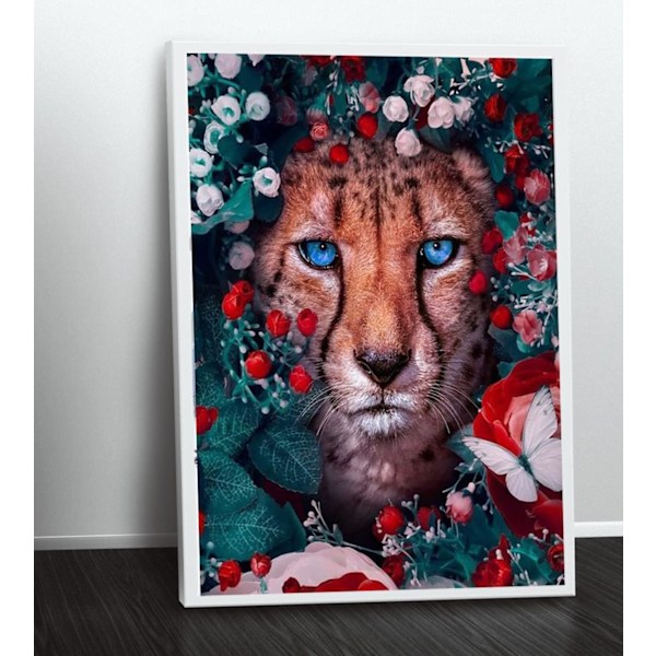 30x40cm, leopardi 5d timanttimaalaus strassin kirjontakankaalle