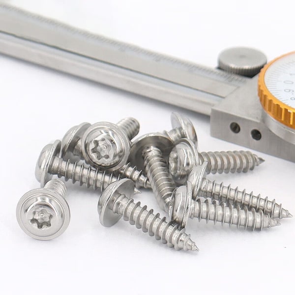 50 stk. selvborende skruer for metallplater M3x20mm, Torx selvborende skrue med skive rustfritt stål A2 V2A flatt kuppelhode treskruer høy hardhet