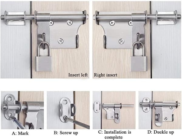 (1 stk) 12cm Skydedørslås Hasp i Rustfrit Stål