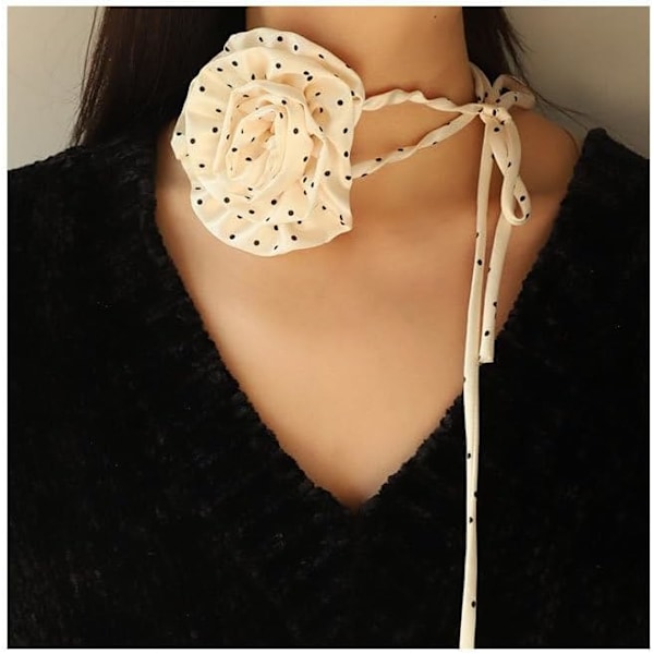 3 stk. Ny Choker Halskjede Dame Chiffon Polkadot Rose Stil Halskjede Langt Tau Choker Sløyfe Halskjede Mote Chokers