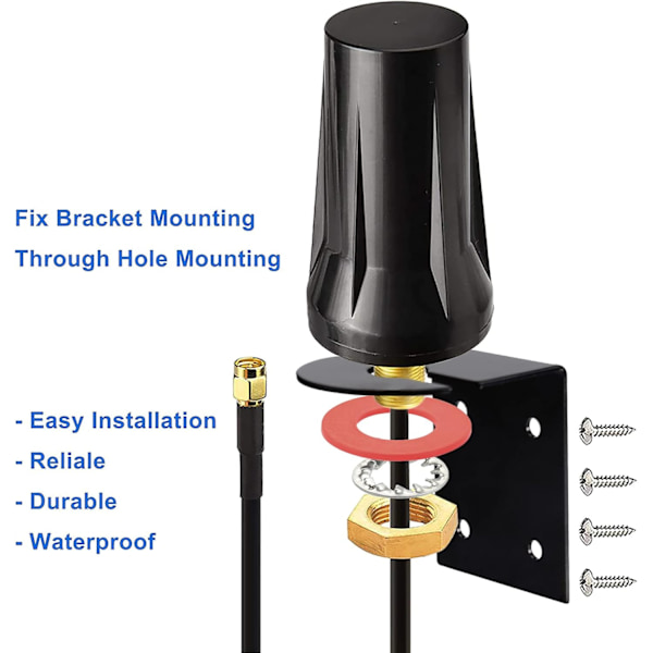 4G LTE Udendørs Antenne SMA Han 5dBi Vandafvisende Fast Montering med SMA-F til Dobbelt SMA-M Splitter Kabel Kompatibel med GSM 3G 4G LTE Cellular Router Gate