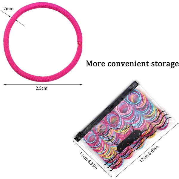200 stycken små hårelastik, 2,5 cm mångfärgade hårfäste