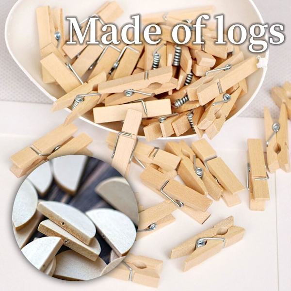 Tøjpinde - 50 Små Træ Foto Pins, Mini Hjerteformede Træ