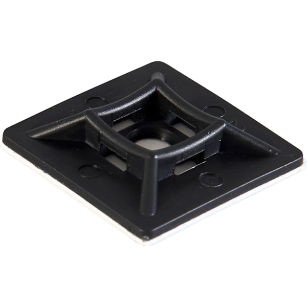Pakkaus, jossa 100 mustaa nippusidekiinnikettä, 2,8 x 2,8 cm, Premium-liimakiinnitysalustat