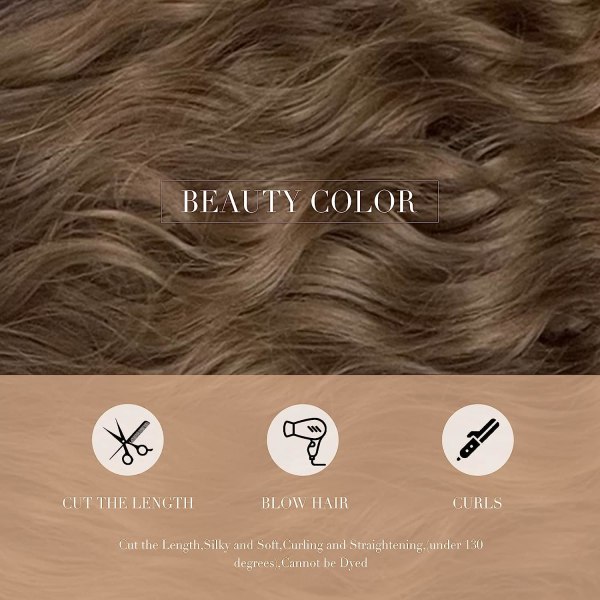 14" BIR brun lockig peruk för kvinnor Vågig syntetisk peruk med lugg E
