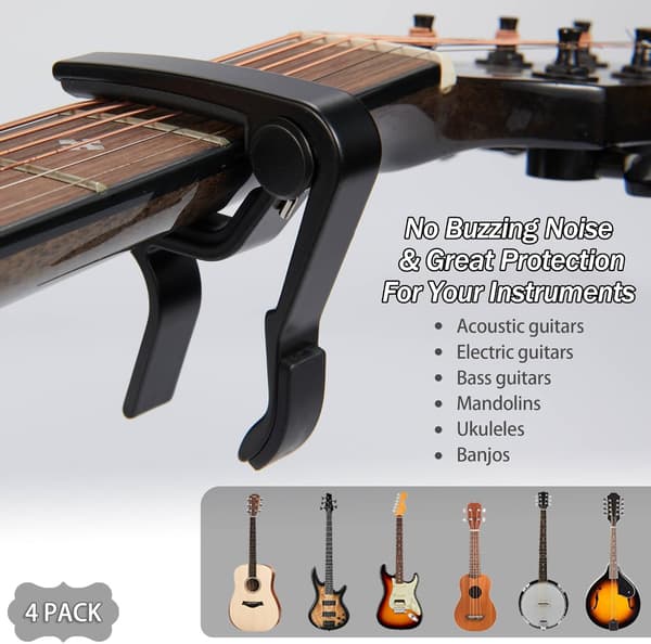 4-pack Capo, Gitarr Capo för Akustisk Elgitarr (Svart)