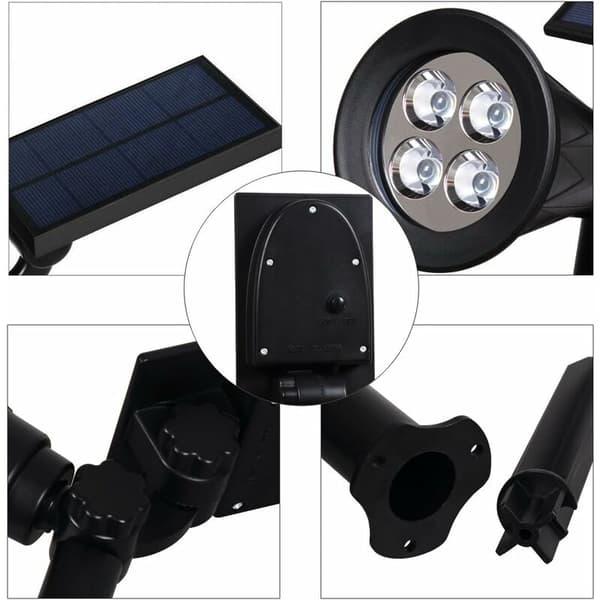 Solcellelampe for utendørs, solcelle-spotlight, vanntett trådløs utendørs