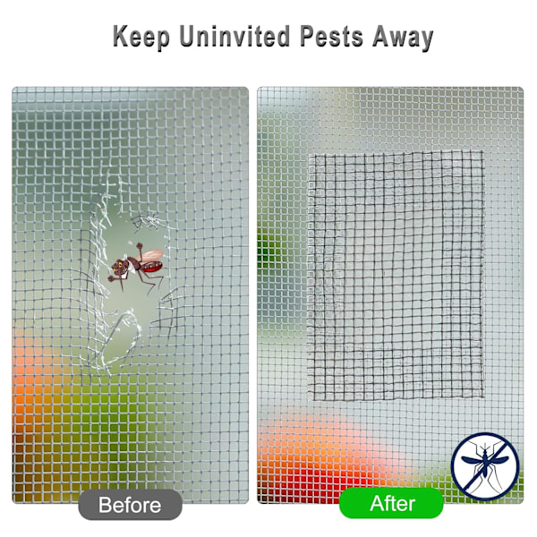 Vinduesnet Reparationstape - 5m x 5cm Glasfiber | 30s Hurtig Reparation, Stærk Klæber & Uden Værktøj (Sort)