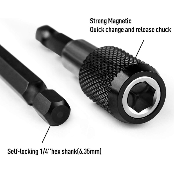 3 stk. Magnetisk Forlengelsesstang, Elektrisk Drill Skrutrekkerbit, 1/4 Hex Drillbit Hurtigutløser Bar Socket Skrutrekkerbit Holder, 60/100/150mm