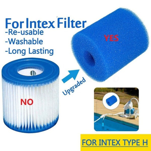 2 stk 108*40*73mm Gjenbrukbare Svømmebasseng Vaskbare Filter Svamp Blå