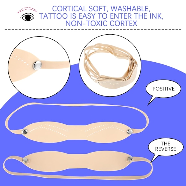 20 kpl Micro Blading -harjoitusihon tekoiho silikonista kulmakarvojen tatuointiharjoituspanta aloittelijoille tatuointi kulmakarvojen harjoittelumalli (pisteviiva, Whi