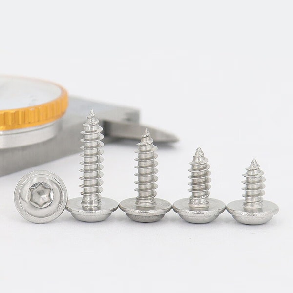 50 stk. selvborende skruer for metallplater M3x20mm, Torx selvborende skrue med skive rustfritt stål A2 V2A flatt kuppelhode treskruer høy hardhet