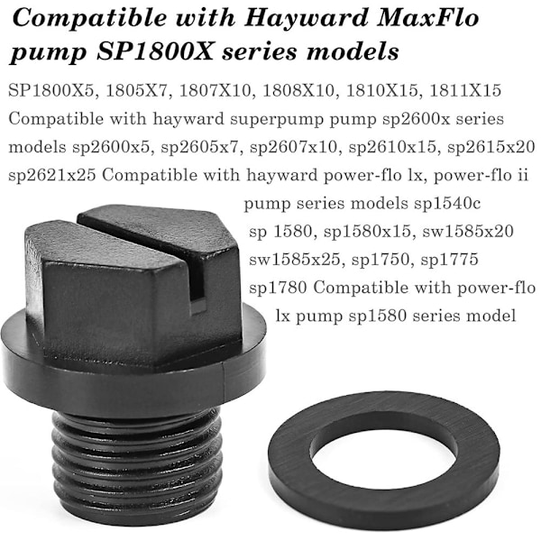 2-pak erstatningsrørpropper til Hayward SPX1700FG poolpumpe med pakning
