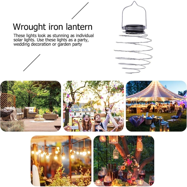 4-pack Solcellslampor Spiral LED Lyktor, Solcellslampor Trädgård Utomhus