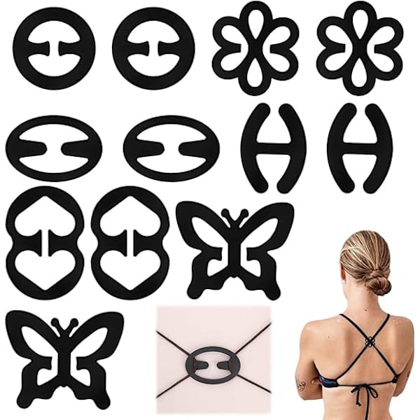 12 stk. BH-strop Holder Clips til Racerback, BH-strop Clips Anti-Slip Spænder Skjuler Stropper til Ryg til Kvinder Krydsryg Konvertere Justerbar BH S