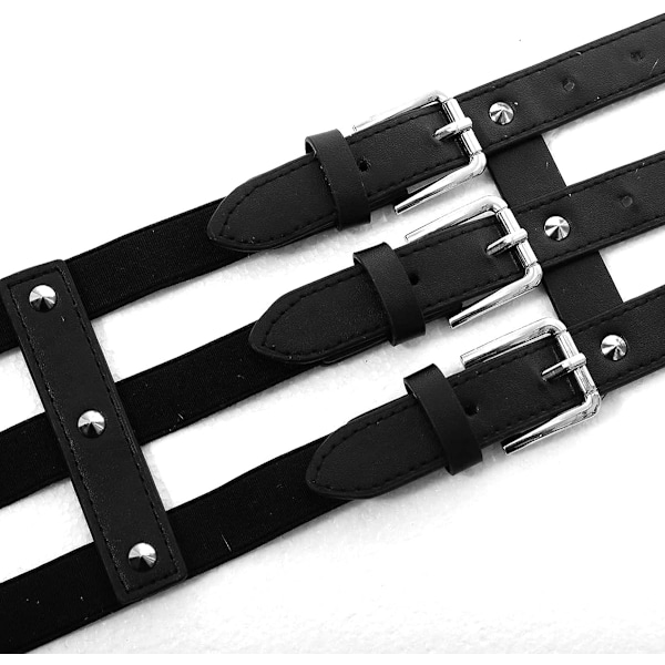 Punk Läderbälte Rem för Kvinnor Män 80-tals Midjesele Y2K Damaccessoar för Midje Stretch Bälten för Kvinna