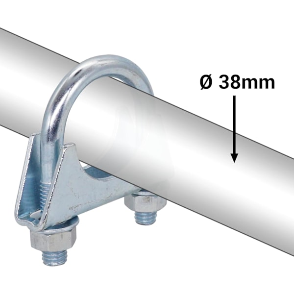 (2 st) Rörklammer för 38 mm diameter rör, U-formade rörklammer, zinkpläterade rörstöd