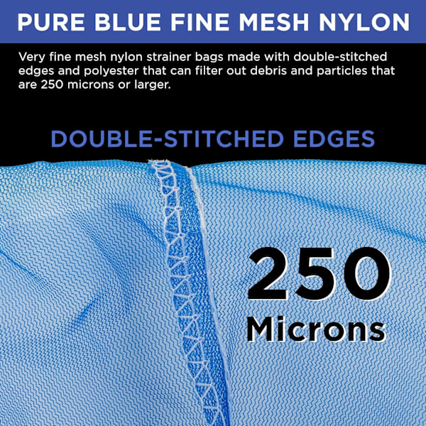 5 Gallon Maling & Væske Silpose Filterpose med Ren Blå Fin Nylon Mesh, Pakke med 12 - Brukes i 5 Gallon Bøtter, Engangs Filterpose, Elastisk T