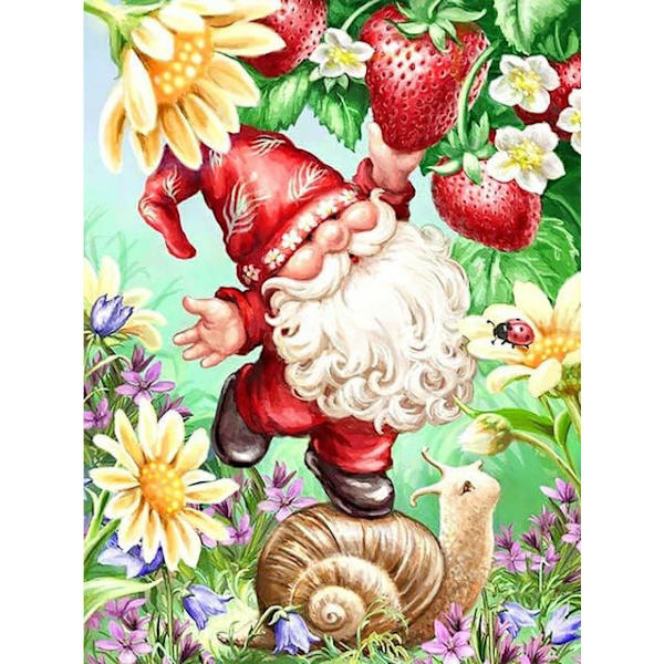 Gnome Spring Strawberry Diamond Art Kits 30x40cm, 5D Daisy Flower