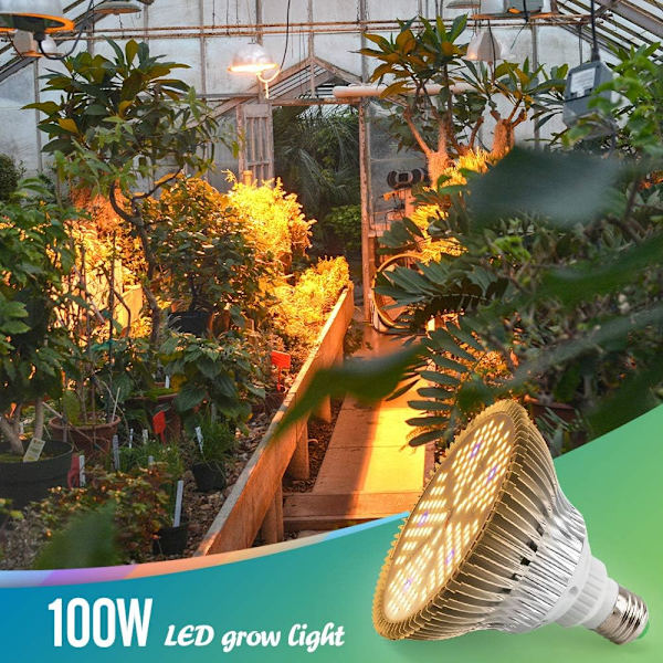 100W Plantelys, 150 LED Fuld Spektrum Plantelampe, E27 Plantevækstlys Pære til Indendørs Planter Spiring Grøntsager Blomster Hydroponics Drivhus