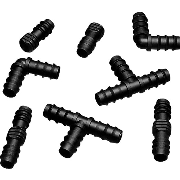 1 set svart beslag för 16 mm bevattningssystem (hybrid)
