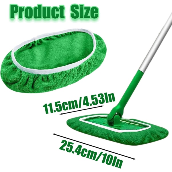 8 Mikrofibermopper (Grønn), Mopputskiftning, Vaskbar Gjenbrukbar