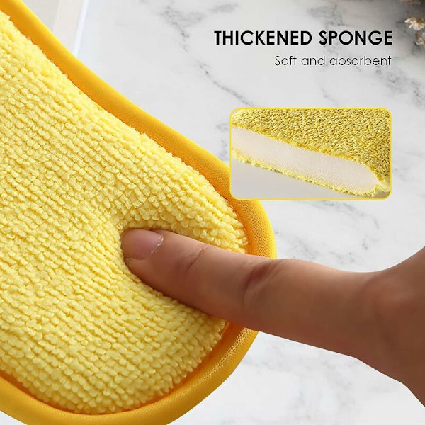 Dobbeltvirkende Rengøringssvamp, Mikrofiber Antibakteriel Køkken Rengøring