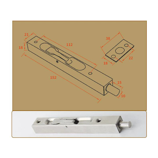 Pakke med 4 (2 par) Dør Flush Bolt Latch Slide Latch, Skjult