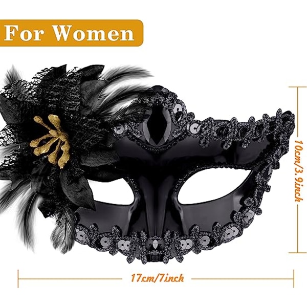 Ocean Par Venetian Mask Maskerad Mask Kvinna Spets Venetian Ma