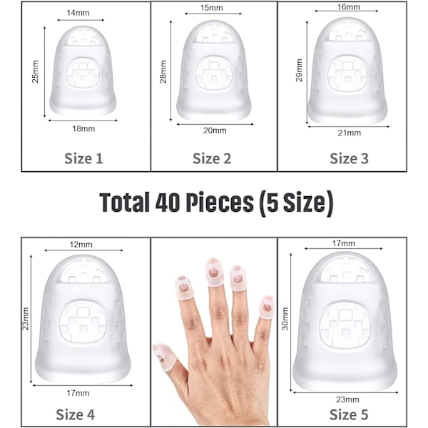 40 stycken gitarrfingertoppsskydd i silikon, halkfria fingerskydd, skyddande lock för stränginstrument, gitarr, mandolin, bas, etc.