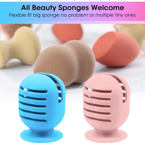 2 Pack Makeup Sponge Holder, Silicone Beauty Blender Holder Case for