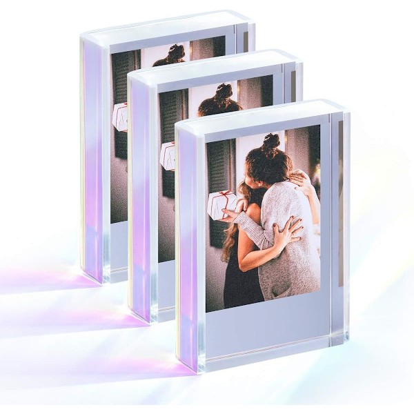 3 kpl Instax Mini -valokuvakehyksiä 2x3, irisoivat akryyliset valokuvakehykset