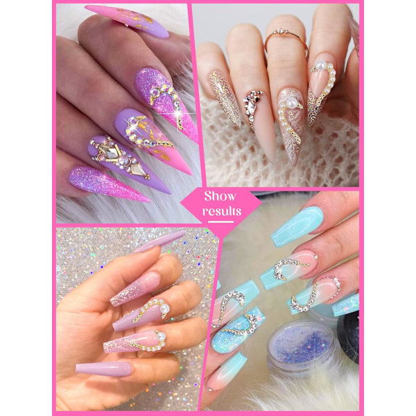 60 st Hjärtformade Nageldekorationer, Valentinhjärtan Nagelkonst Strass Pärla Färgad Vit Kristall Stenar Nageldiamant för Flickor Kvinnor DIY Nagelkonst Dekoration
