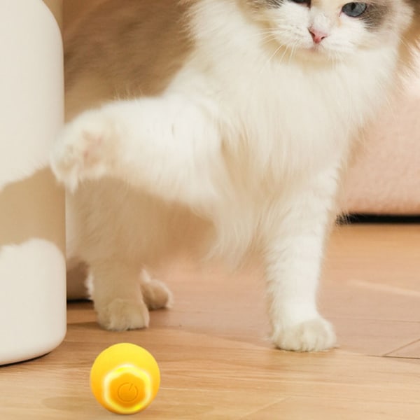 Ocean Yellow Smart Cat Ball, Interaktiv Katt Leksak, 360 Grader Auto