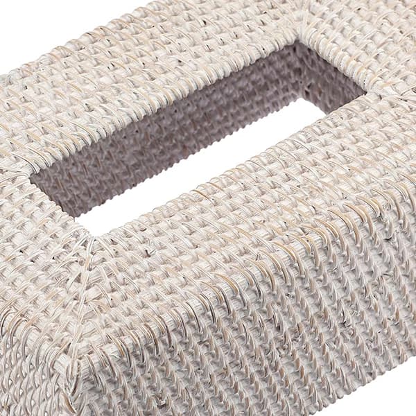 (Hvit) 1 stk Rattan Vevboks Papirboks Rektangulær Dispenser De