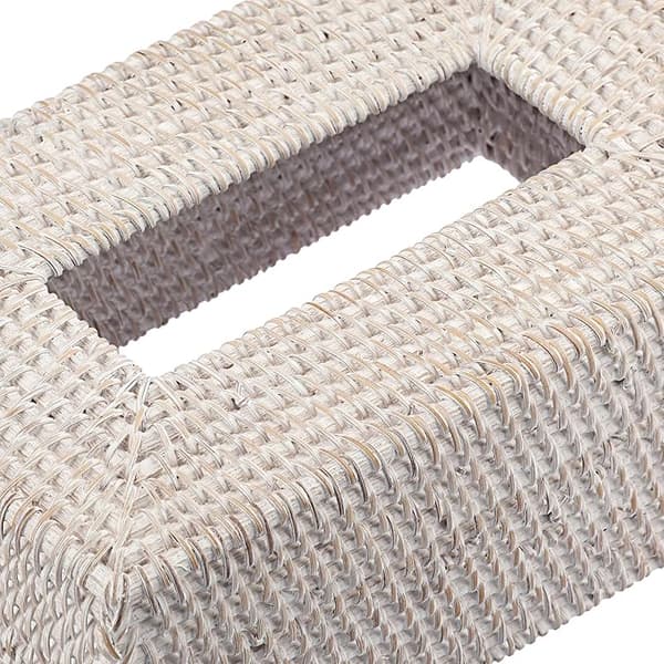 (Vit) 1ST Rattan Vävnadslåda Papperslåda Rektangulär Dispenser De