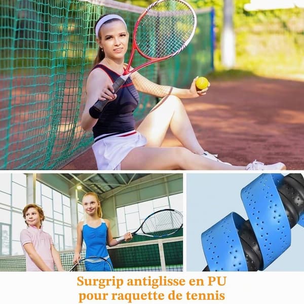 Sett med 6 tennisracketgrep, badmintonracketgrep, squashracketgrep, selvklebende tape