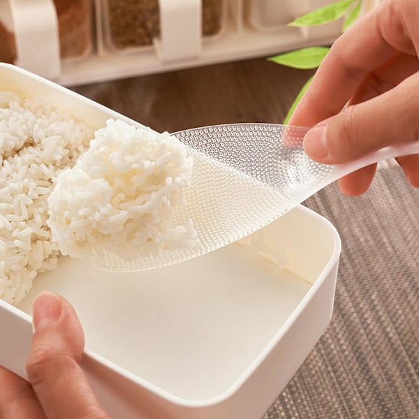 2 stk. rispadle i japansk stil, fødevaregodkendt non-stick risske, varmebestandig risske til riskoger, tåler opvaskemaskine (Transpar