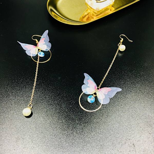 N/A Butterfly Circle Hengeøreringer Krystall Imitert Perle Asy