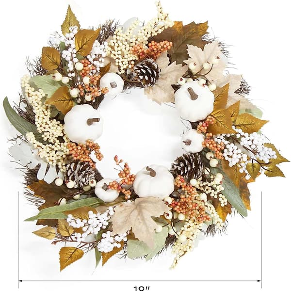 45cm - Höstfärger Thanksgiving Bomulls Lönnlöv Tallkotte Krans