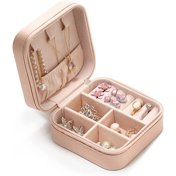 Mini smyckeskrin för kvinnor (rosa, smycken ingår ej), bärbar