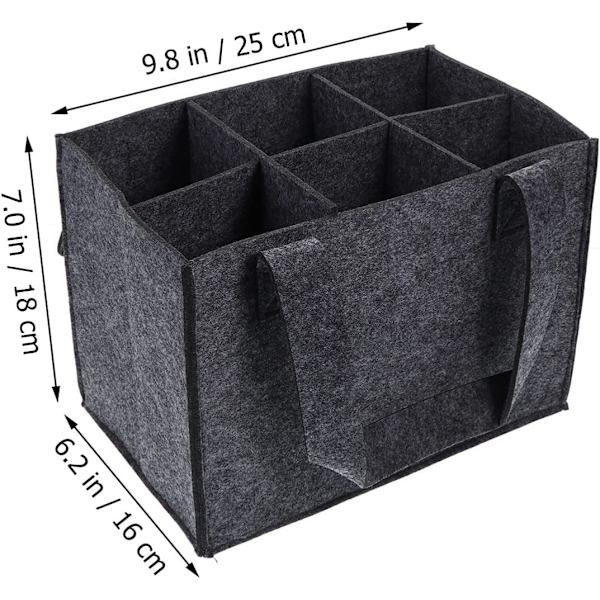 Filttøffepose - 24 x 18 x 16 cm - grå, rommer 6 vannflasker