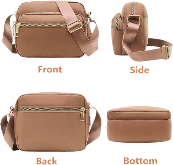 Nylon Crossbody-tasker til kvinder - Punge og håndtasker - Kvinders afslappede budtasker - Vandtæt sort crossbody-pung