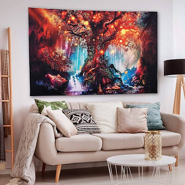 (150×130cm) Elämänpuun seinävaate, Psykedeelinen kuvioinen seinävaate