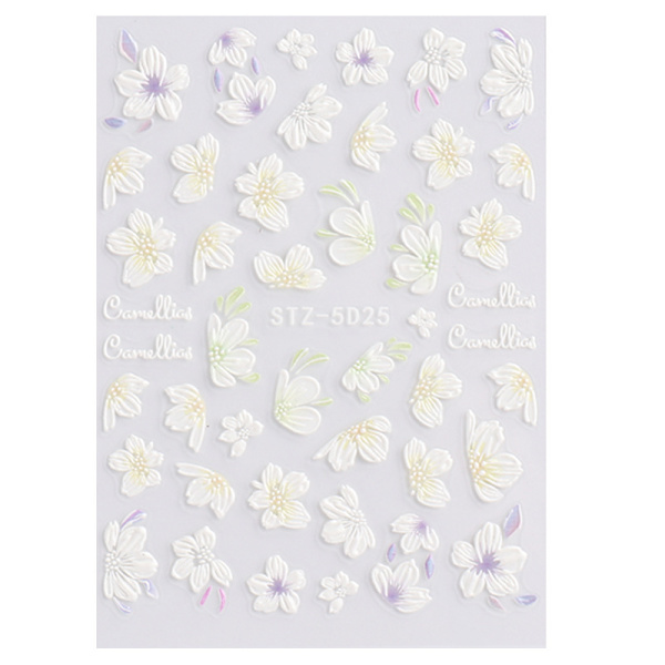 3D Vårblomster Negleklistremerker 1 Ark Neglekunst Negleklistremerker Sel
